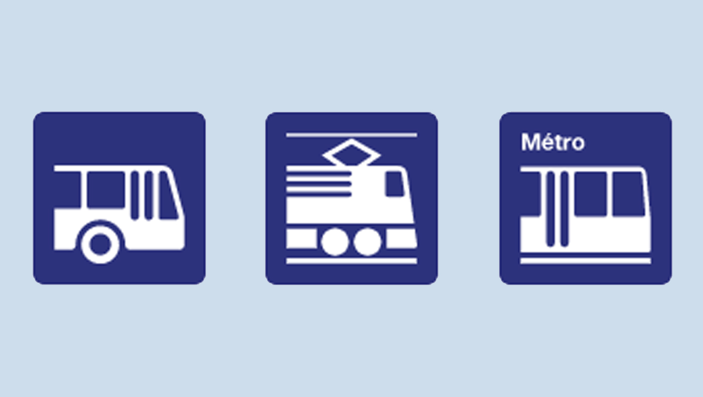 Trois systèmes de transport: Bus, train, métro