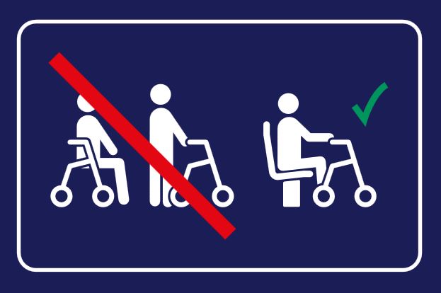 Façon appropriée de s’assoir avec le déambulateur